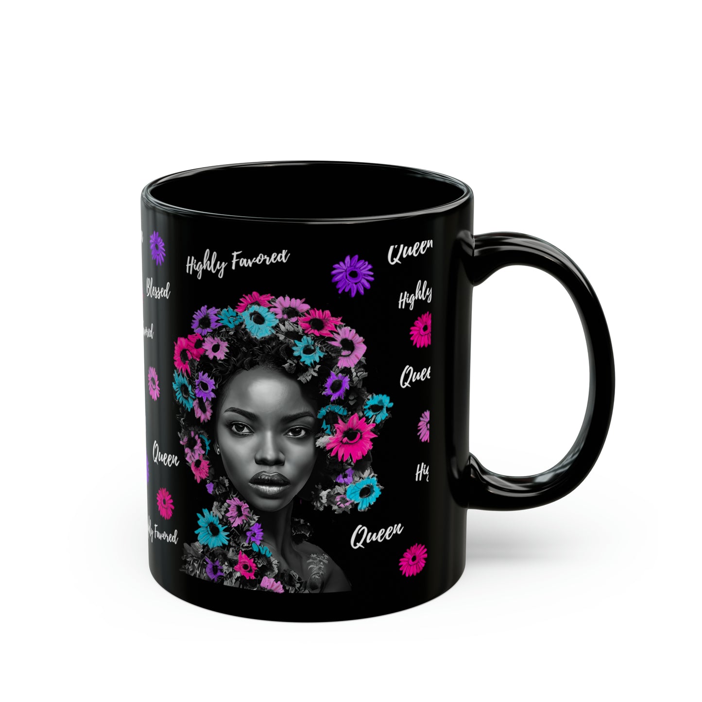 She’s A Queen Black Mug