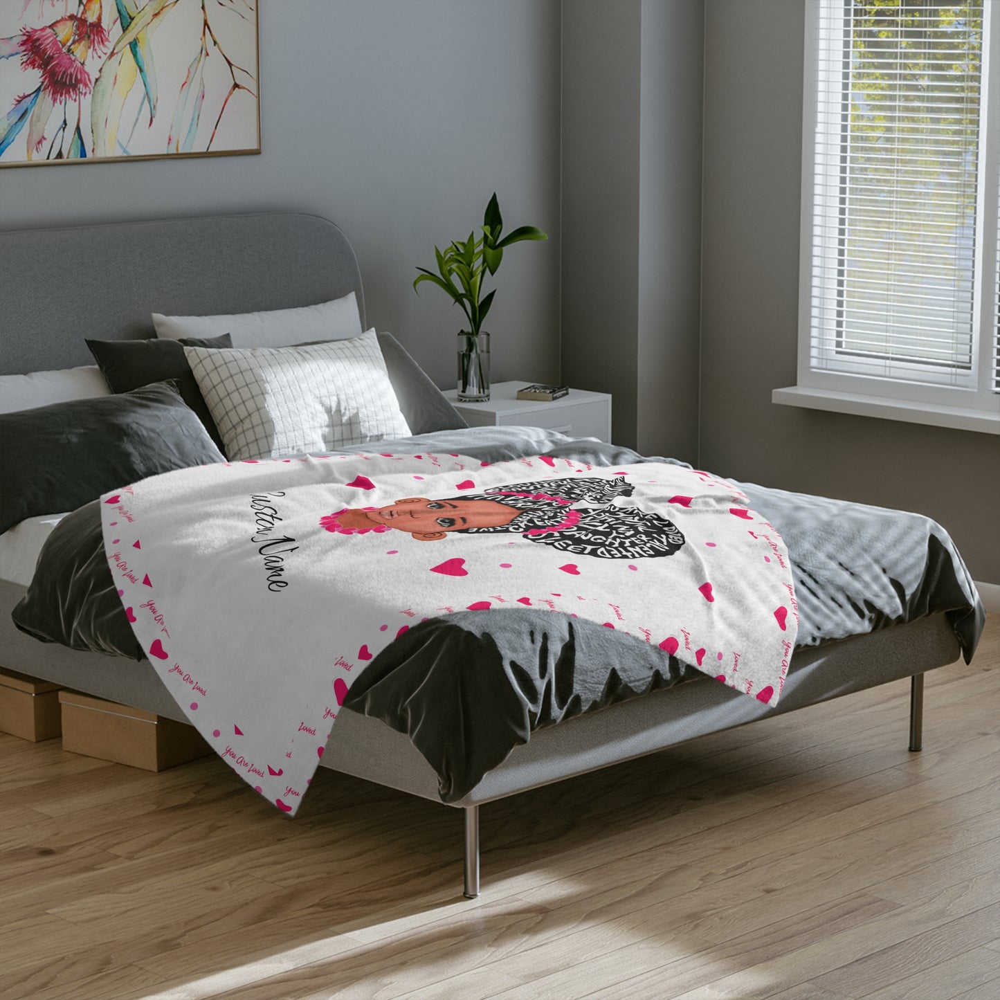 You Are Loved Customizable Heart Minky Blanket