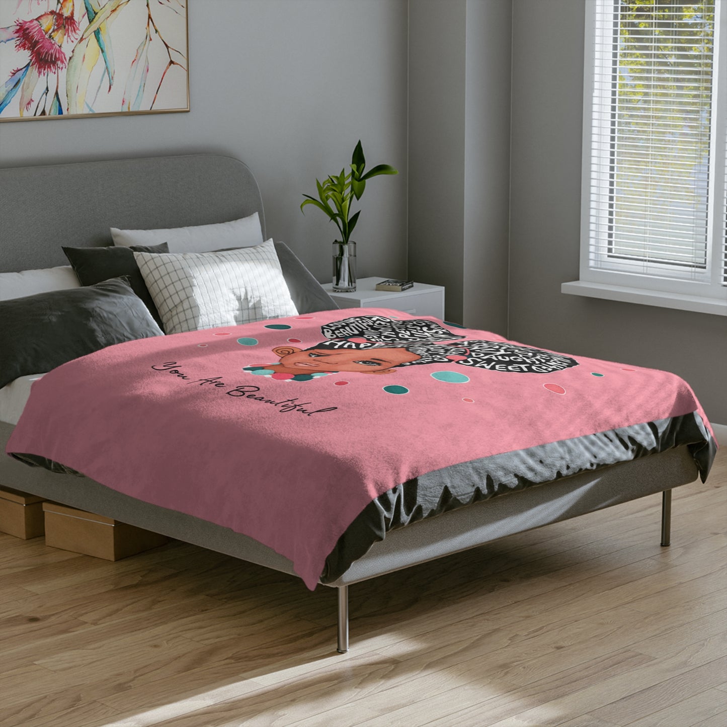 You Are Beautiful Customizable Pink Bubble Gum Minky Blanket
