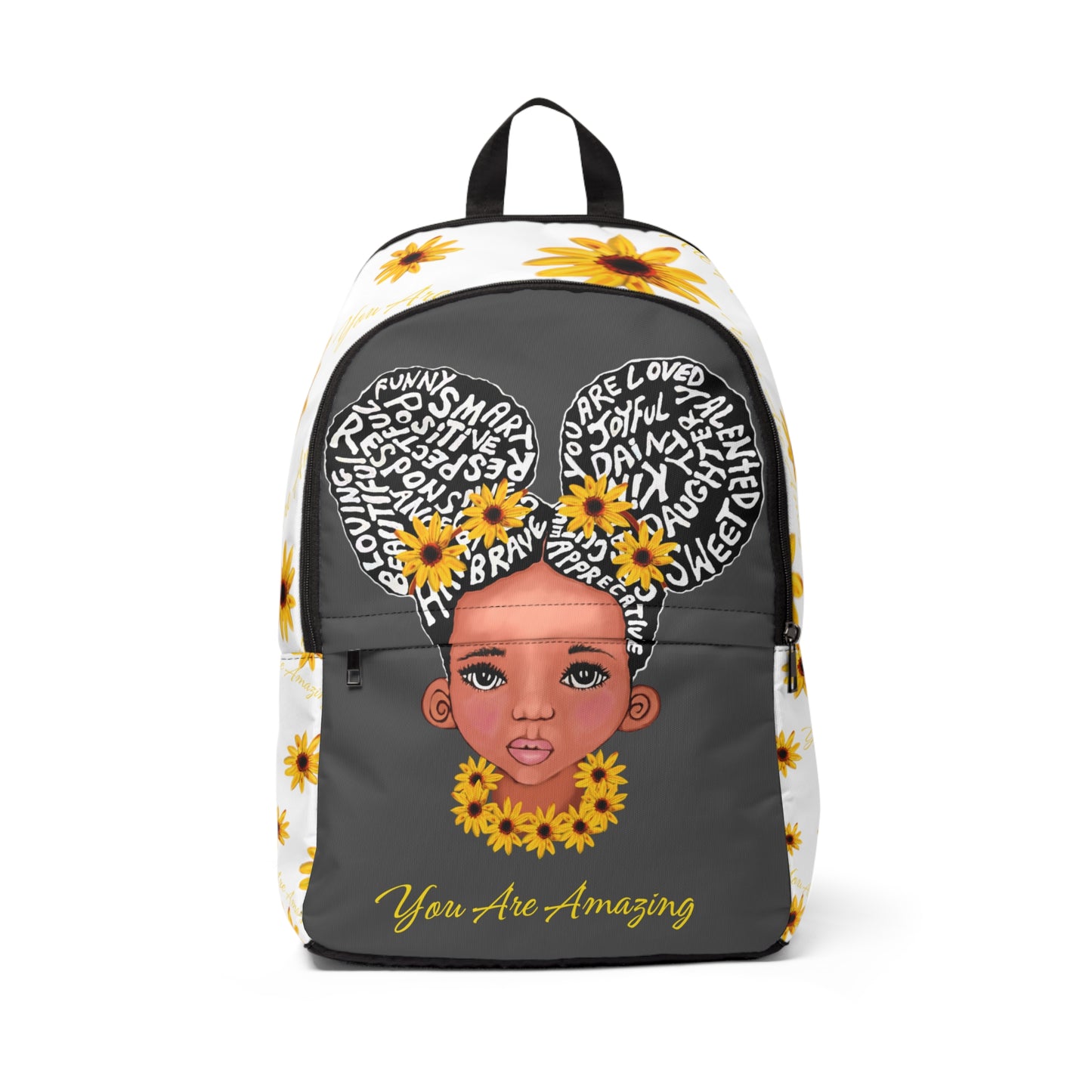 You Are Amazing Fabric Sunflower Backpack - gray
