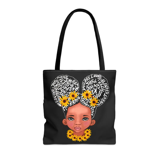You Are Amazing Black Sunflower Tote