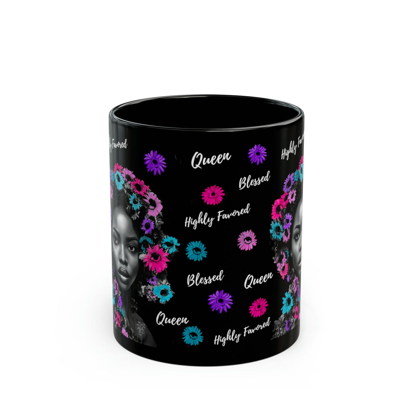 She’s A Queen Black Mug