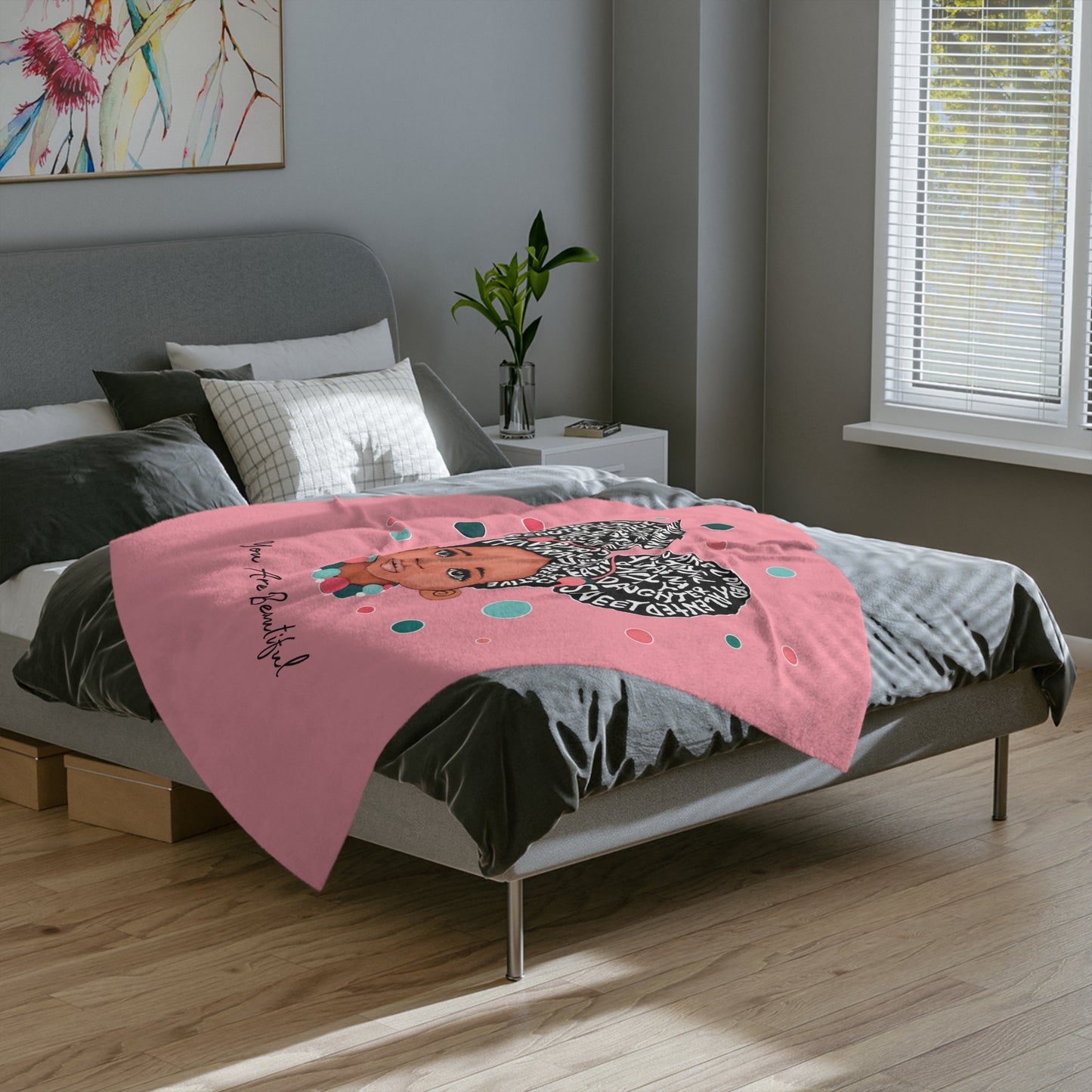 You Are Beautiful Customizable Pink Bubble Gum Minky Blanket