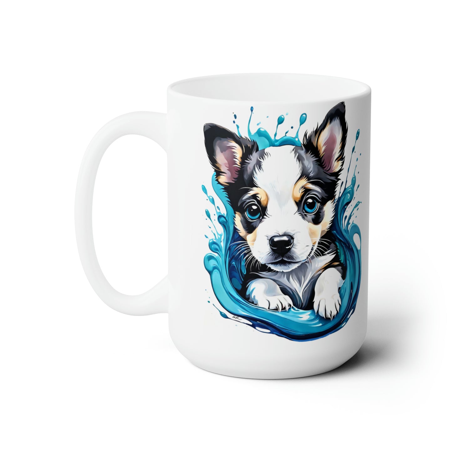 A Splash of Color Puppy Ceramic Mug 15oz