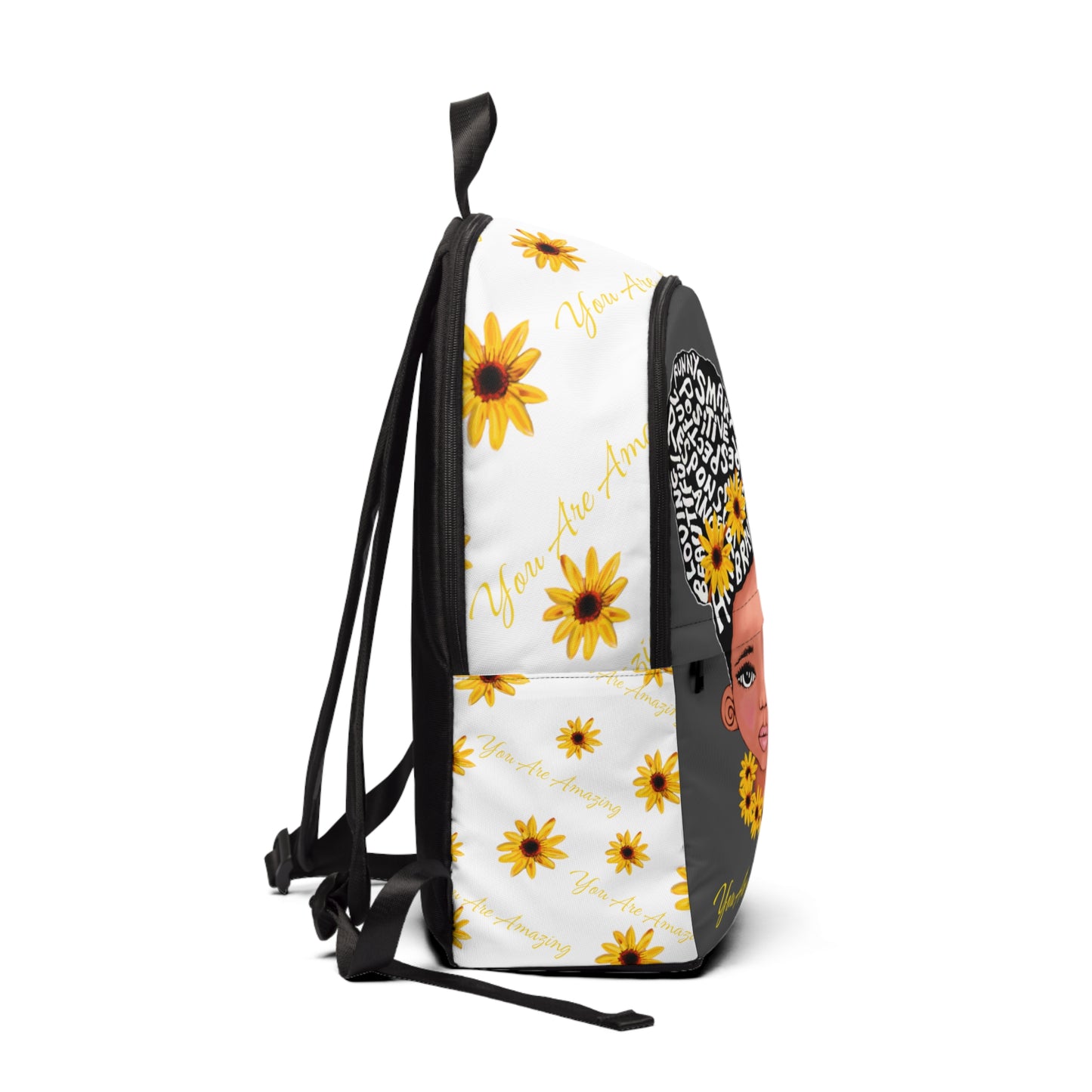 You Are Amazing Fabric Sunflower Backpack - gray