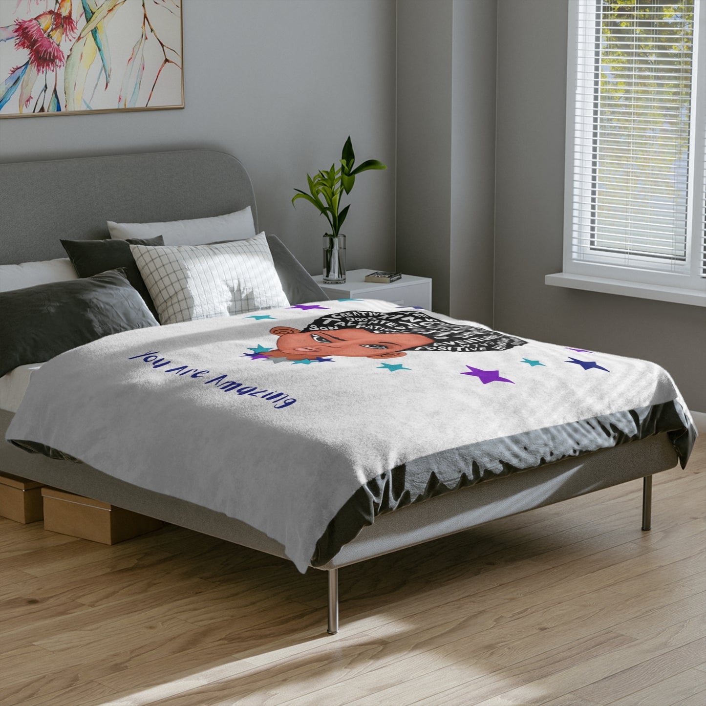 You Are Amazing Stars Customizable Minky Blanket