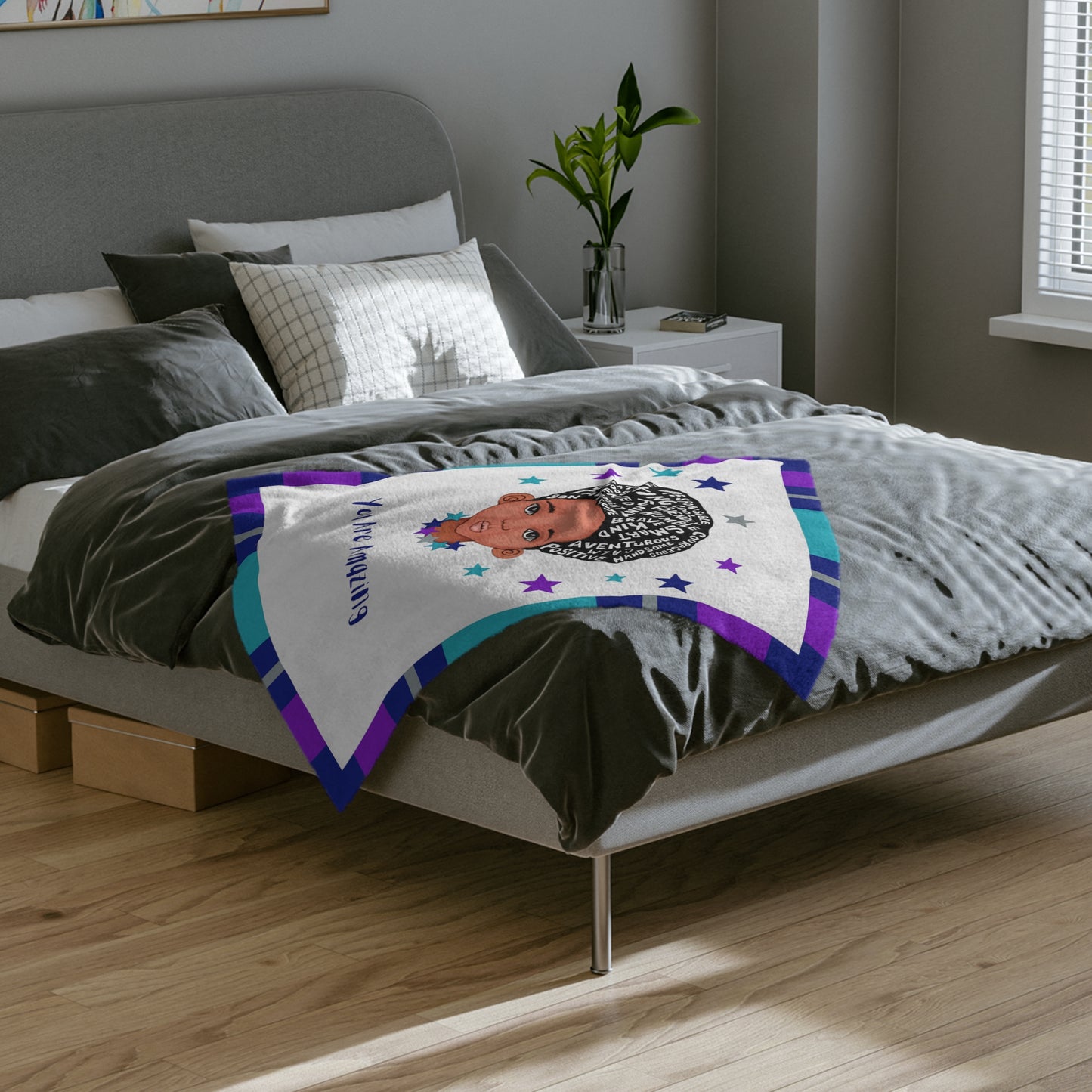 You Are Amazing Stars Customizable Minky Blanket