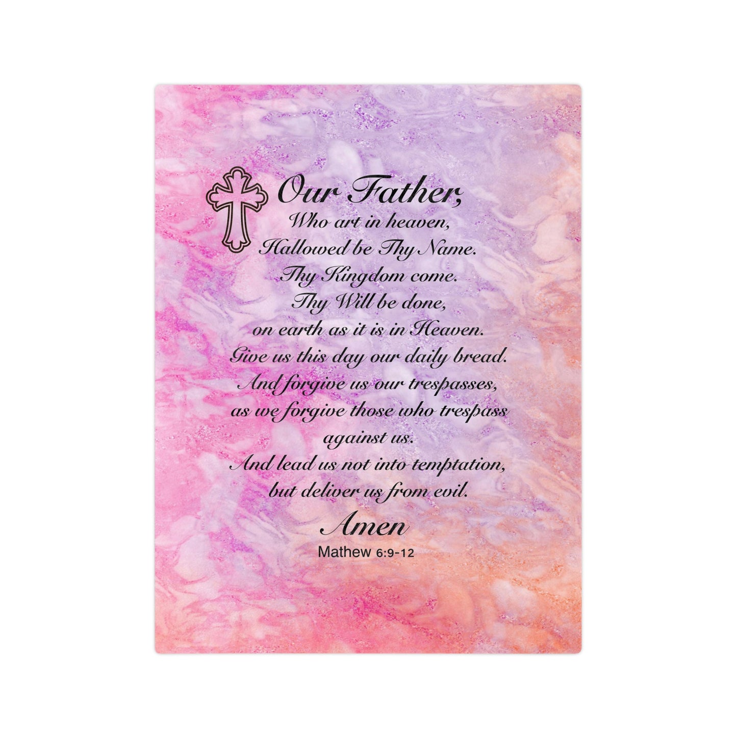 The Lord’s Prayer Marble Pink Minky Blanket