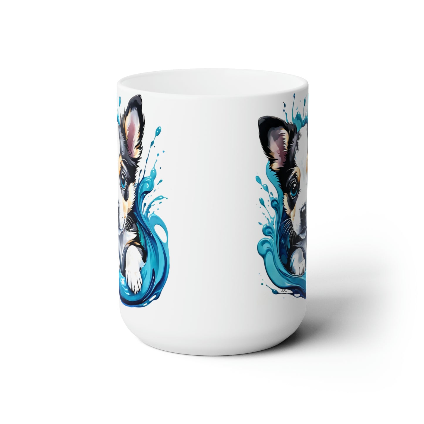 A Splash of Color Puppy Ceramic Mug 15oz