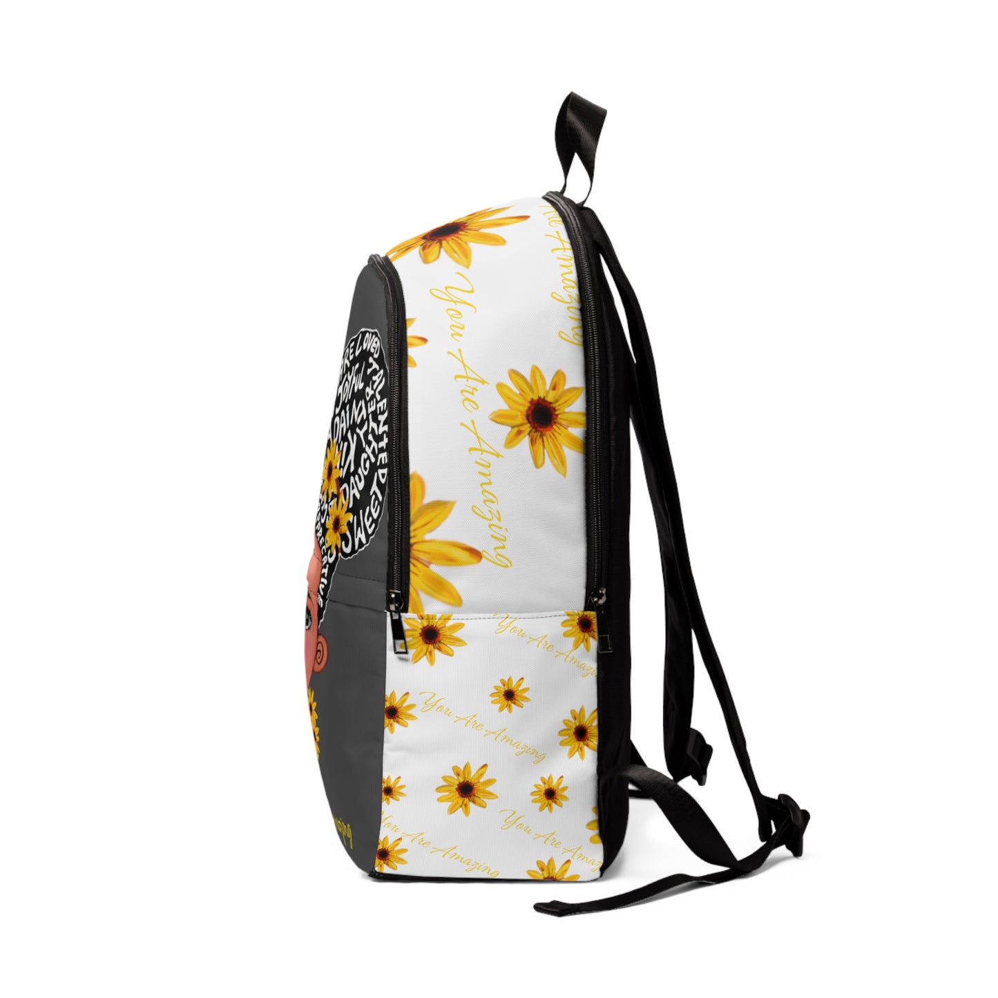 You Are Amazing Fabric Sunflower Backpack - gray