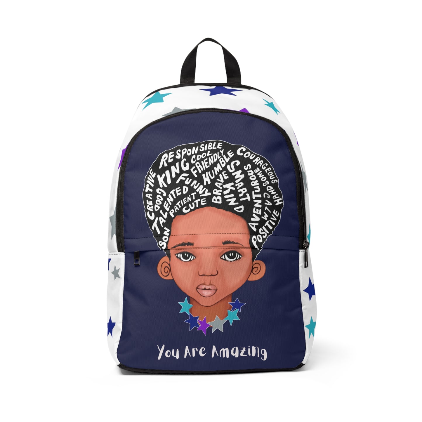 You are Amazing Blue Stars Fabric Backpack