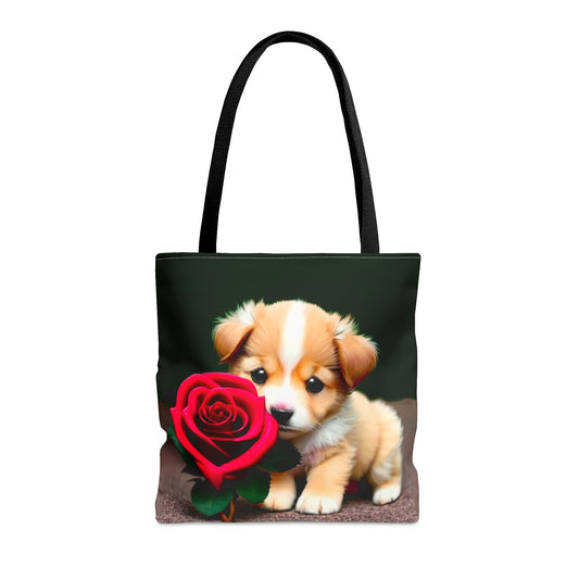 Give a Rose Puppy Tote Bag