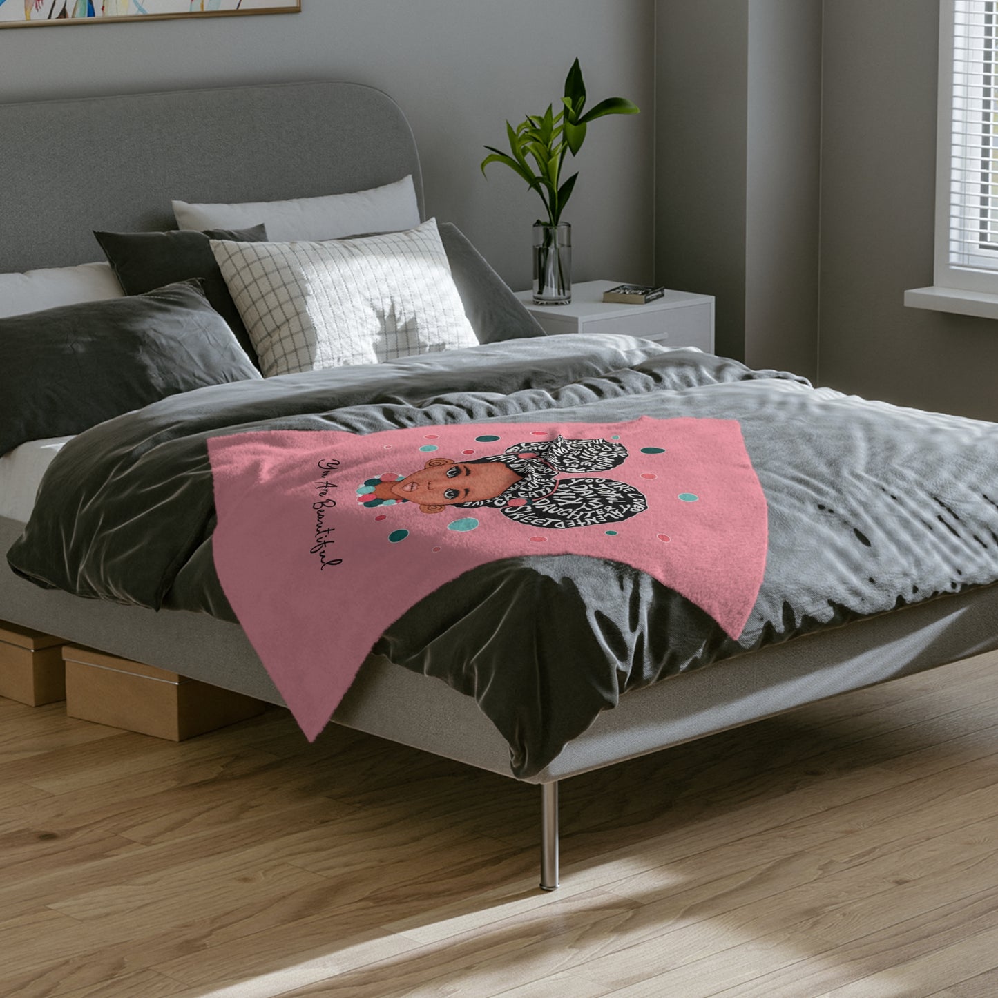 You Are Beautiful Customizable Pink Bubble Gum Minky Blanket
