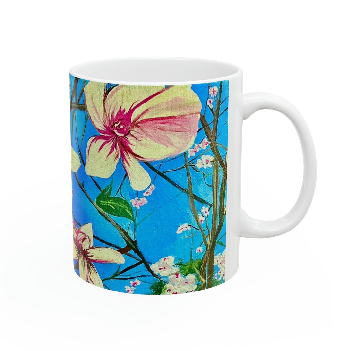 ‘ Pink Dogwood Ceramic Mug 11oz