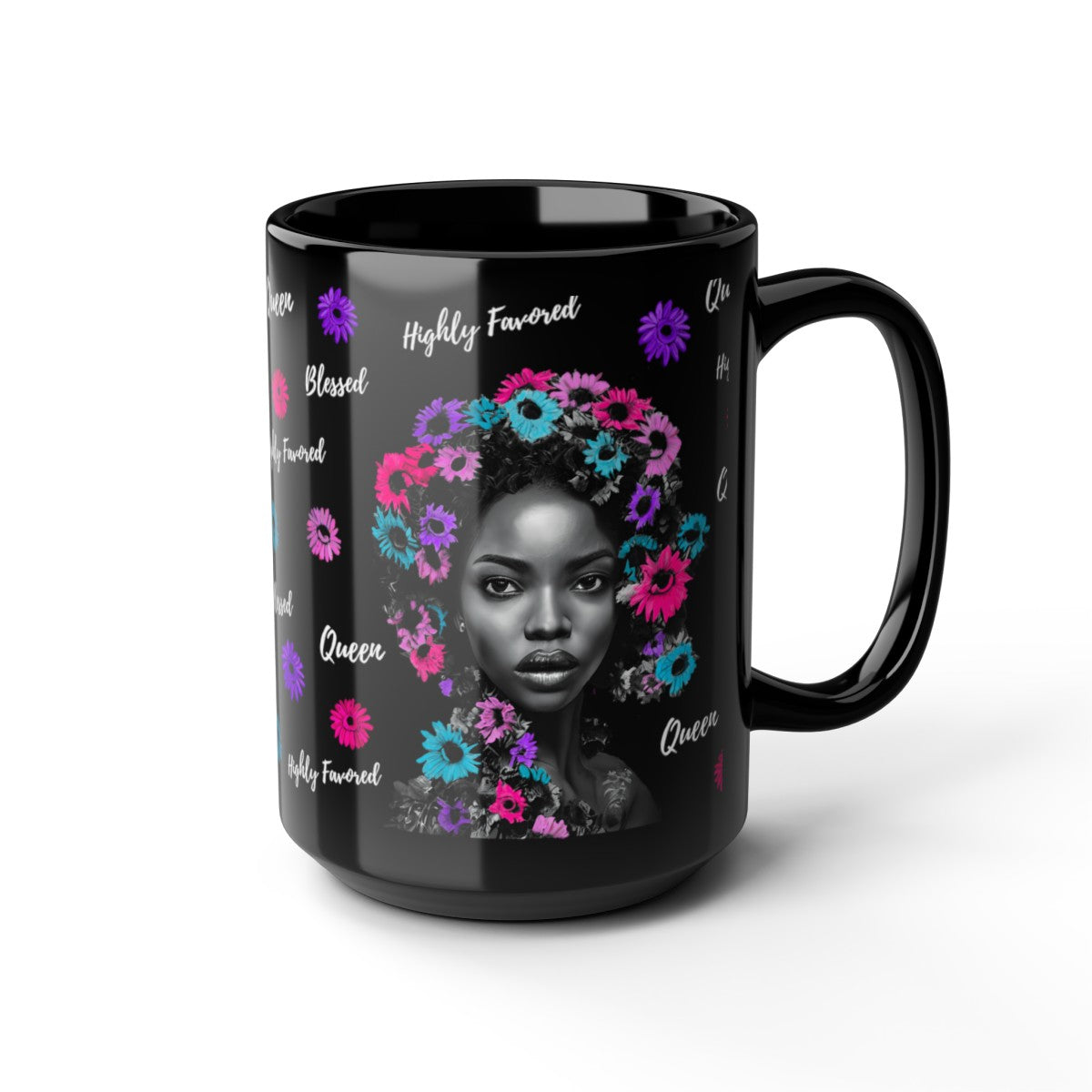 She’s A Queen Black Mug