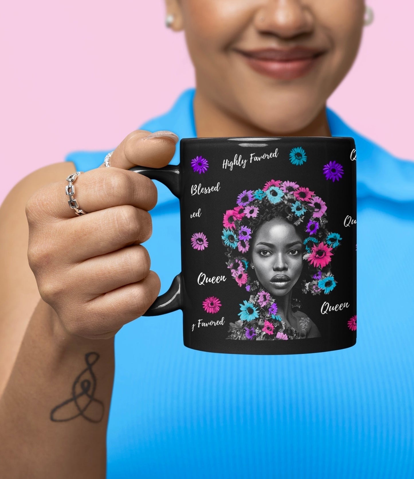 She’s A Queen Black Mug