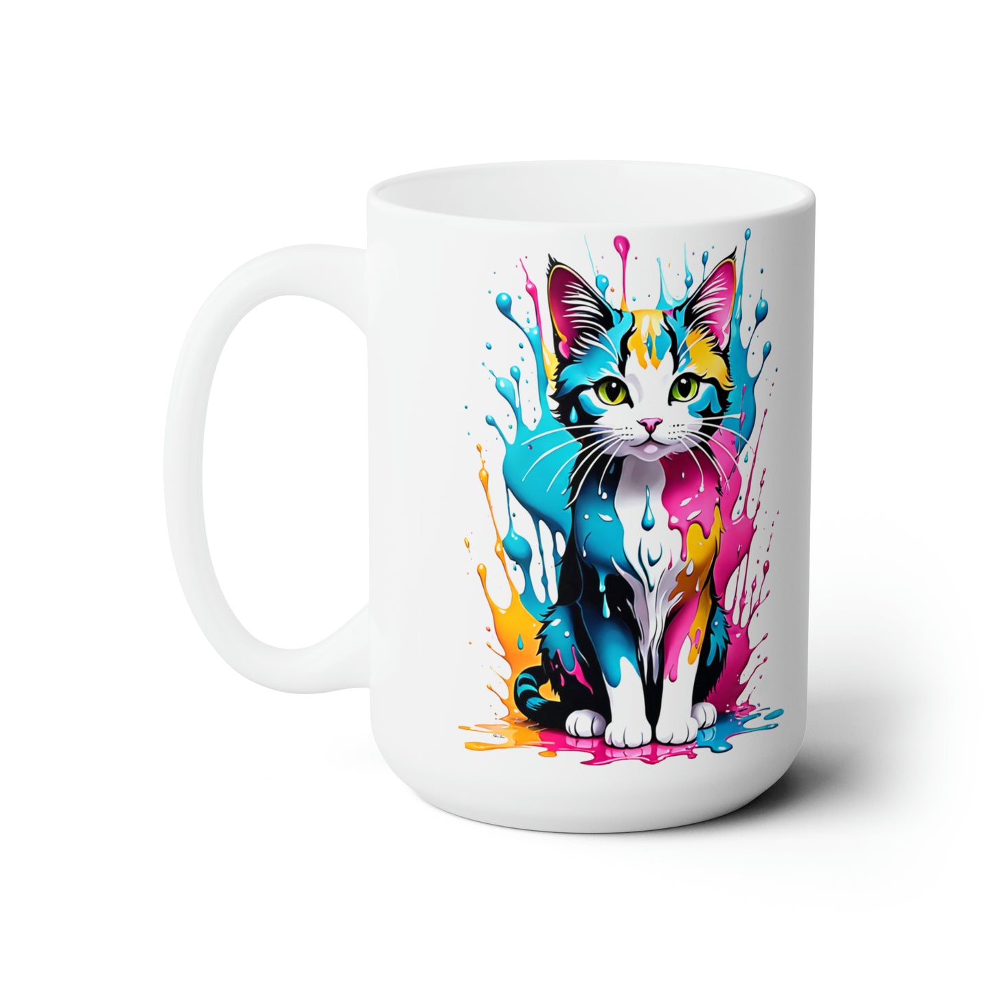 A Splash of Color Kitty Ceramic Mug 15oz