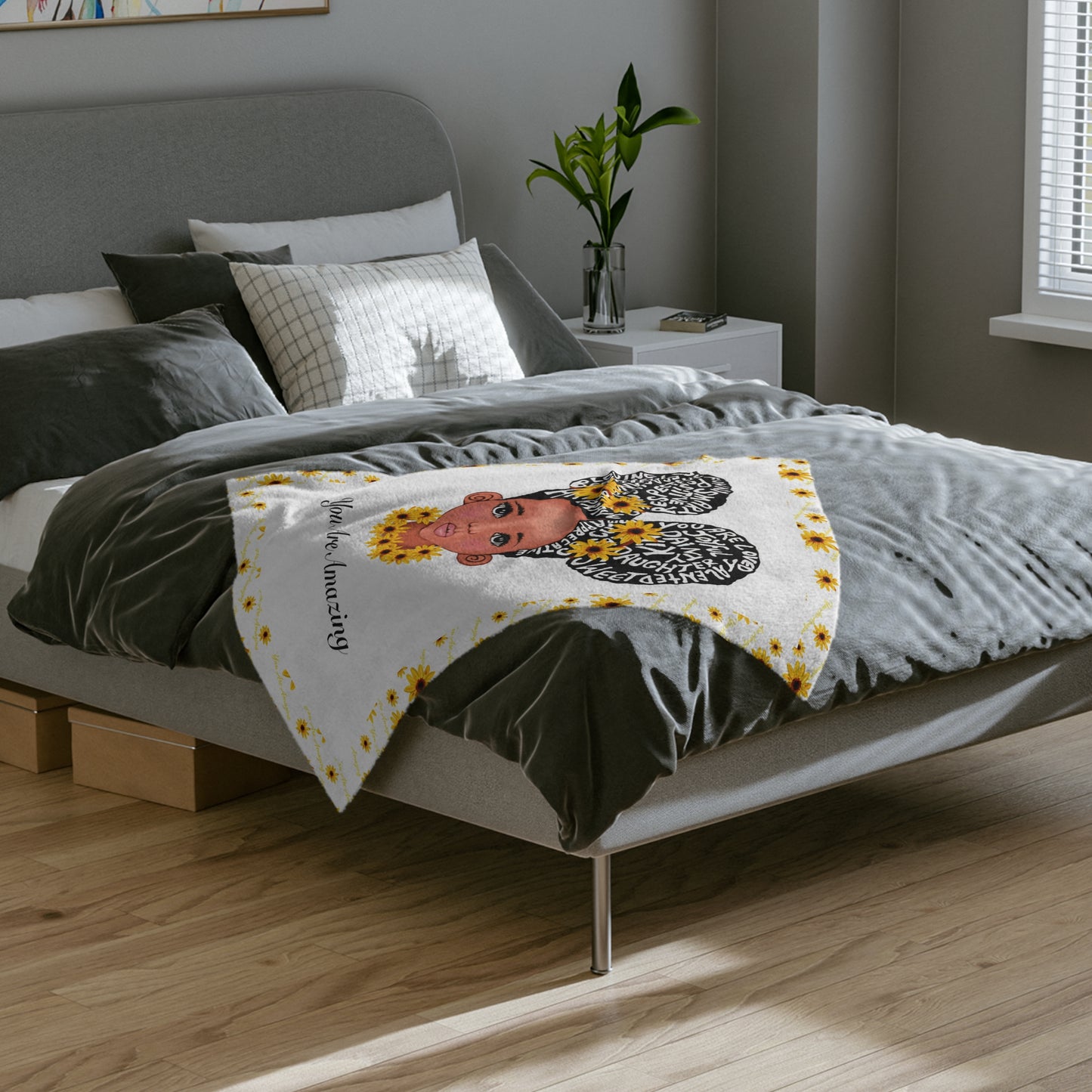 You Are Amazing Sunflower  Minky Blanket