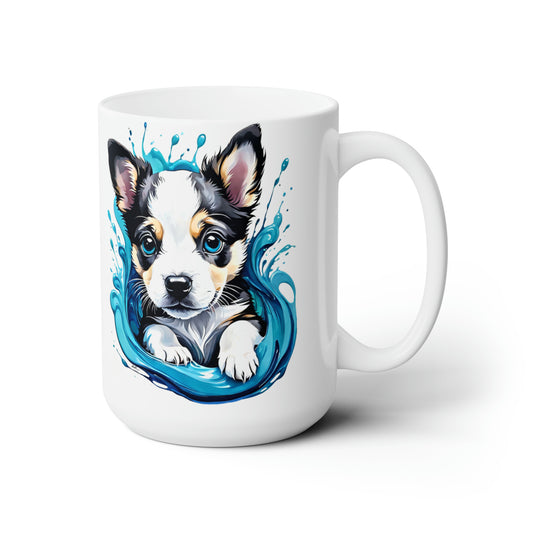 A Splash of Color Puppy Ceramic Mug 15oz