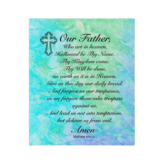 The Lord’s Prayer Marble Teal  Minky Blanket