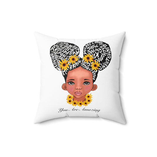 You Are Amazing Sunflower Square Pillow