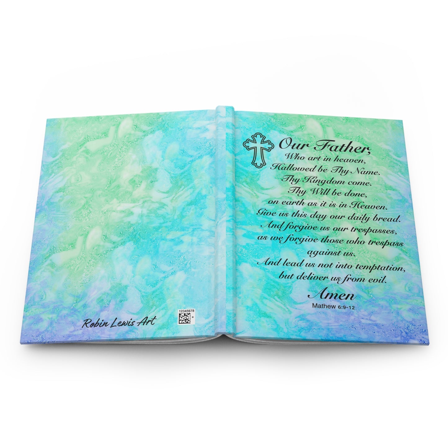 The Lords Prayer Marble Teal Hardcover Journal