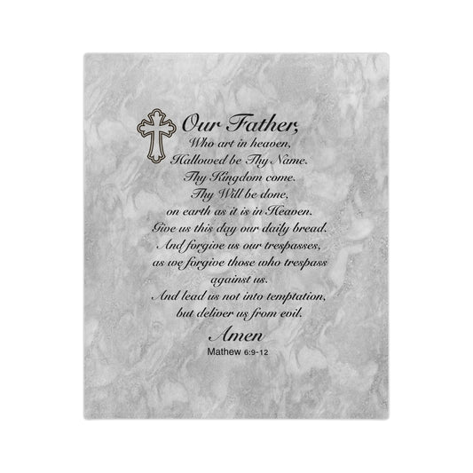 The Lord’s Prayer Marble Gray Minky Blanket