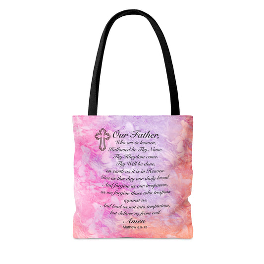 The Lord’s Prayer Marble Pink Tote Bag