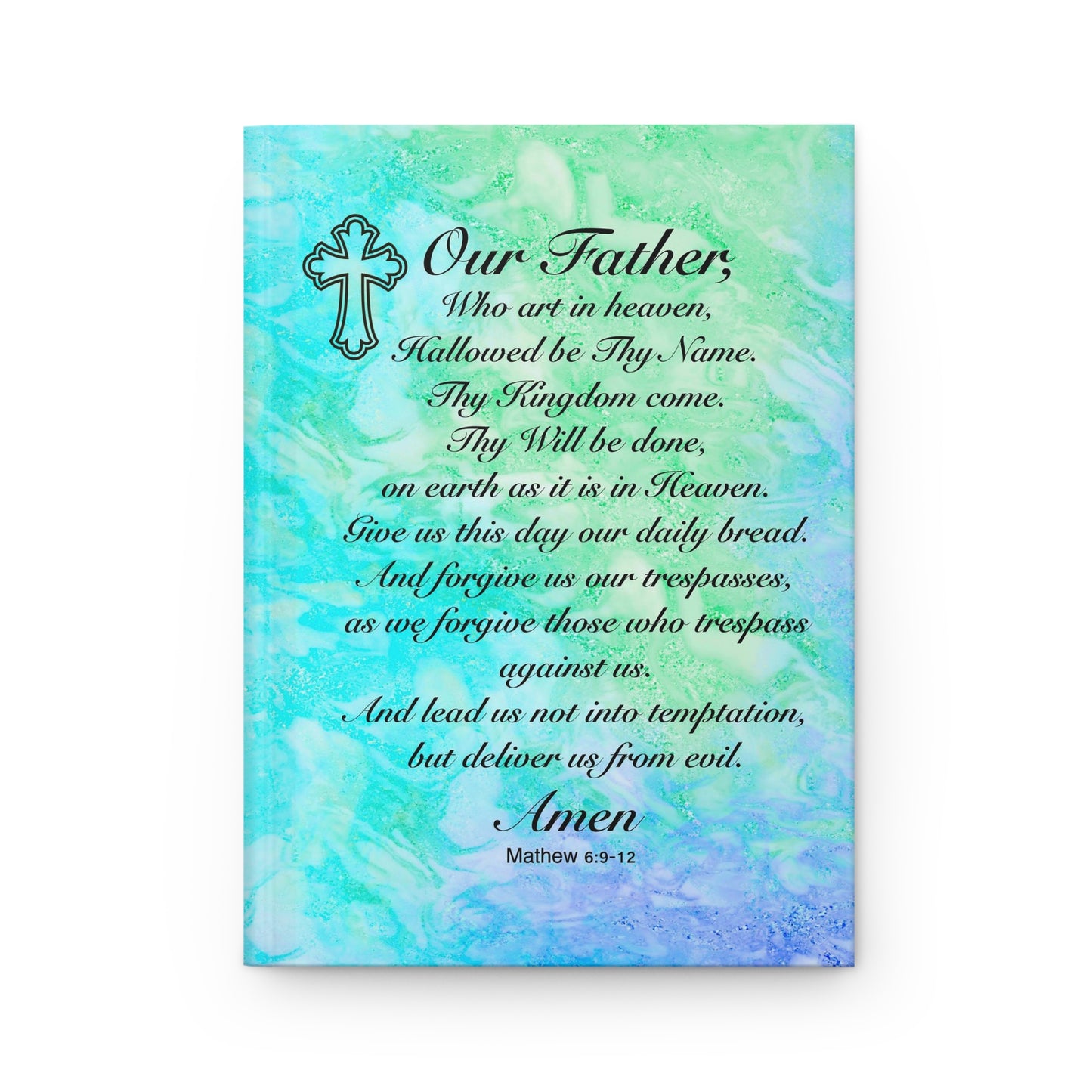 The Lords Prayer Marble Teal Hardcover Journal