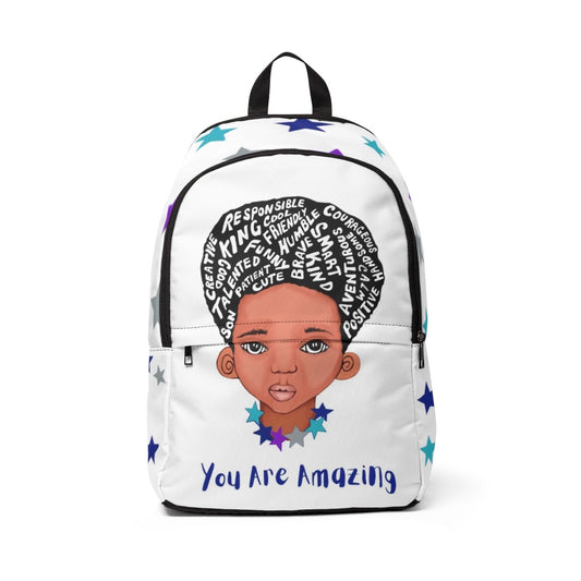 You Are Amazing Stars Fabric Backpack - white