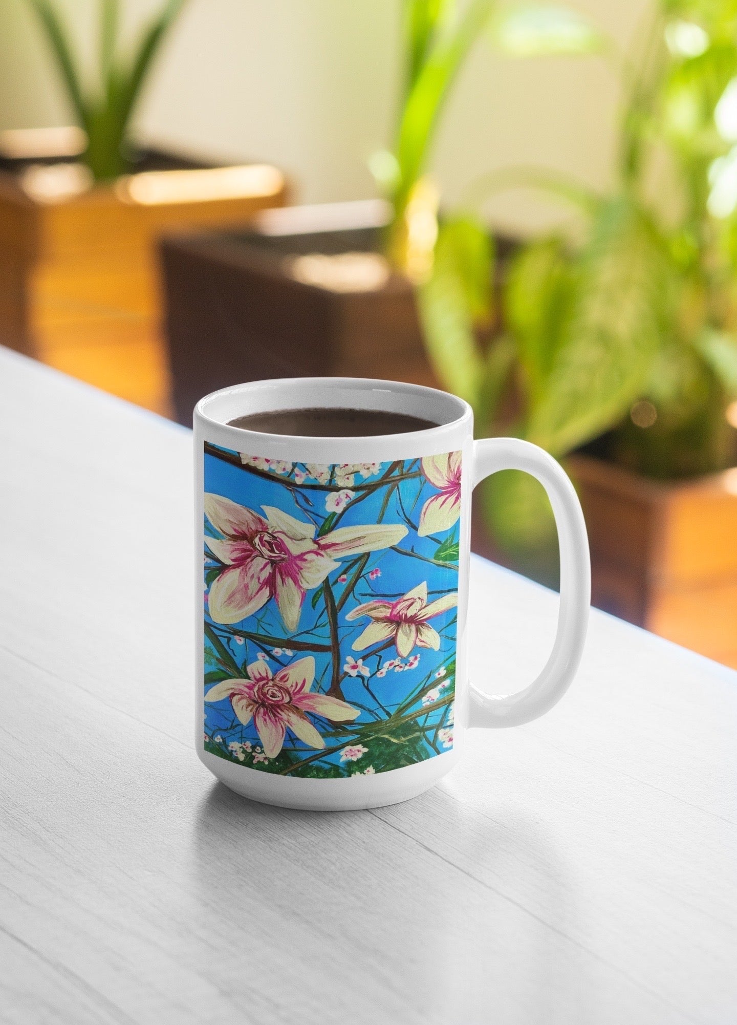 ‘ Pink  Dogwood Ceramic Mug 11oz